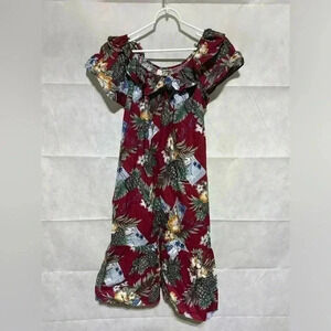 Hilo Hattie Vintage Hawaiian Muumuu Midi Dress 100% Cotton Hibiscus Tropical